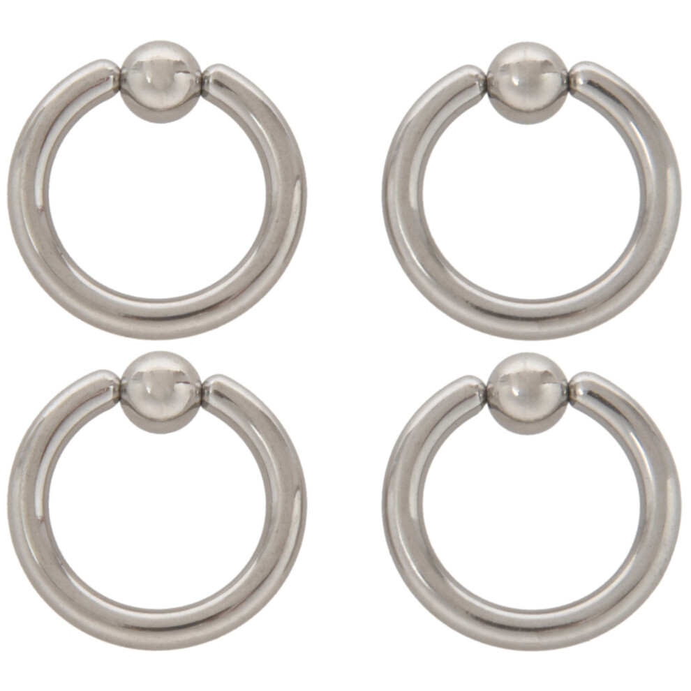2 Pair Stainless Steel Captive Bead Ear Rings Hoop BCR Studs Piercing Jewelry Steel Color, 8G(3.2mm) x 16mm