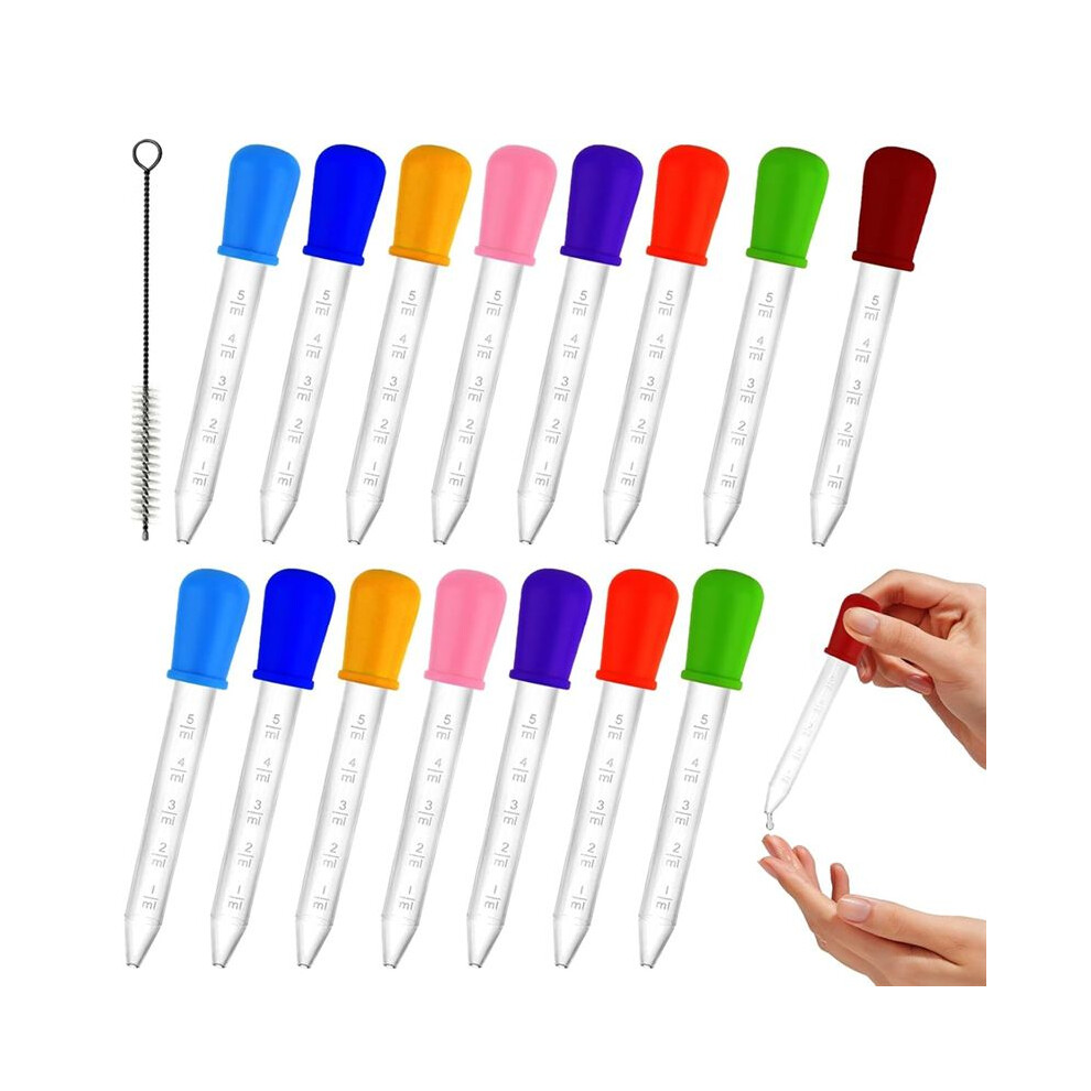 Tauoh 16 Pcs Liquid Droppers Silicone, 5Ml Clear Eye Dropper For Kids, Silicone And Plastic Pipettes