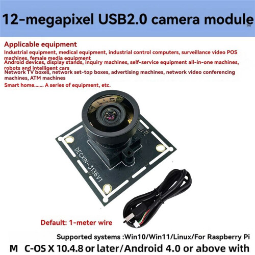12MP IMX577 USB 2.0 Camera Module 150 Distortion-Free 4K/30fps Wide-Angle for Video Conferencing Face Recognition 2