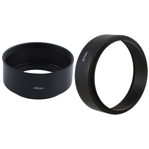 2x 67mm/46mm Mount Standard Metal Lens Hood for