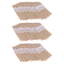 150 pcs Natural Jute Cutlery Knives and Forks Cutlery Set Silverware Bag Holder Burlap 21x11cm
