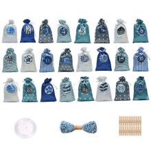 24 Stuks Kerst Adventskalender Tassen Kerst Countdown Cadeau Tassen Herbruikbare Stoffen Cadeau Tassen met Trekkoord E