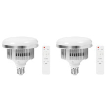 2X 85W LED Fotografisk Belysningslampa E27 Baslampa med Fjärrkontroll Dimbar Dagsljuslampa för Photo Studio Softbox