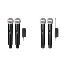 2X Nuovo Microfono Dinamico VHF Portatile Wireless Doppio per Karaoke con Ricevitore per Matrimoni, Discorsi, Chiese, Club