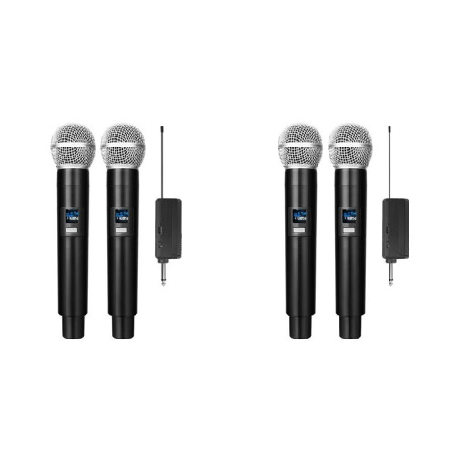 2X New Wireless Dual Handheld VHF Dynamic Microphone Karaoke Microphone with Receiver