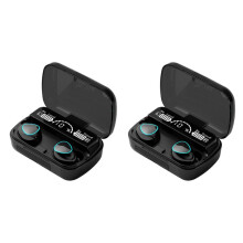 2X Draadloze Headset Tws  V5.1 LED Display Stereo  Oordopjes Headset met Microfoon Handsfree Headset, Zwart