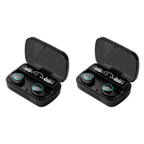 2X Wireless Headset Tws  V5.1 LED Display Stereo  Earbud Headset with Microphone Hands-Free Headset,Black