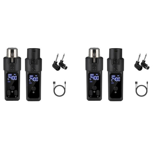 2X Convertitore per Microfono Wireless UHF XLR Ricaricabile Trasmettitore e Ricevitore Microfono per Microfoni Dinamici 0V 1