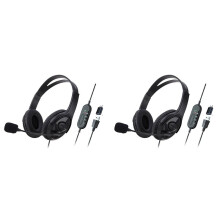 2X Wired USB Headset Computer Teaching Telephone Headset with Microphone Type-C for Zoom Skype Office Call Center