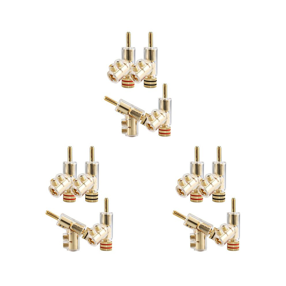 12Pcs Banana Plugs 45 Degree Angled Banana Connectors Screw Locking Connectors For Av Receiver,Amplifier,Speaker Gold 4712901407722
