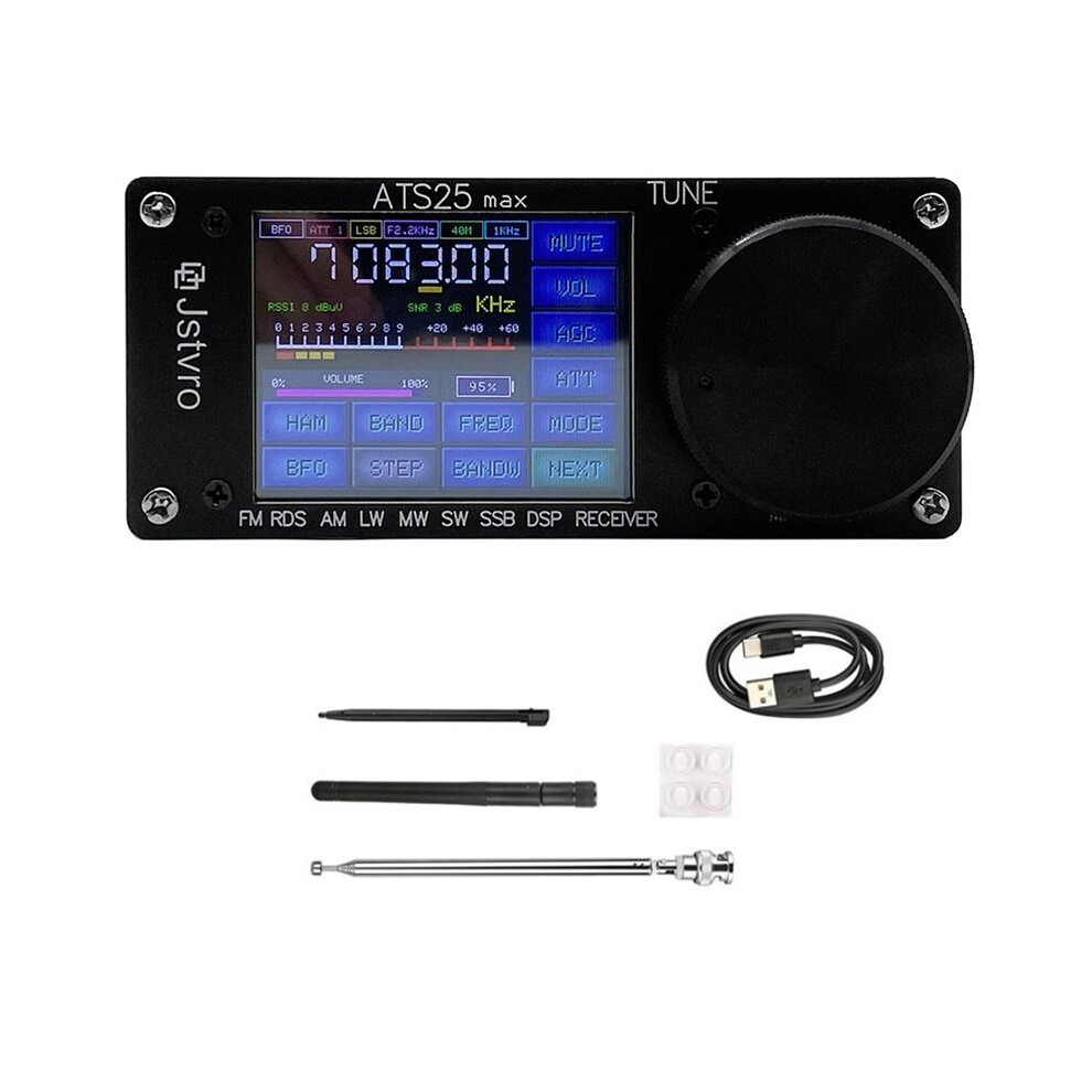 Ats25 Max Si4732 All Band Radio Receiver Fm Rds Am Lw Mw Sw Ssb Dsp Receiver W/ 2.4Inch Touch Screen Black 4711174241798