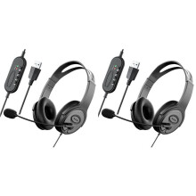 2X Call Center Headset Stereo Headphones with Noise Cancelling Microphone for Zoom Skype Office Call Center Home Podcast