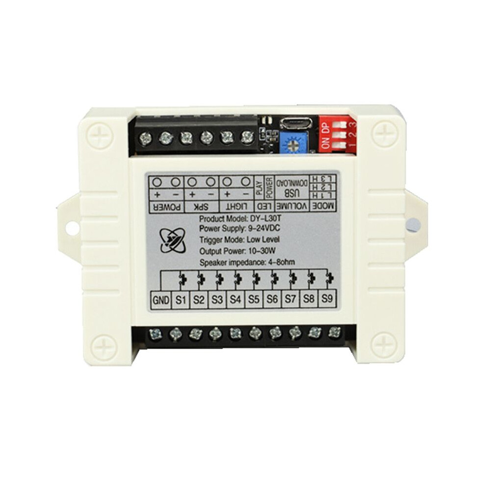 30W Mp3 Voice Playback Module Dy-L30t 9 Trigger Music Player Power Amplifier Board Tf Card 32G Max Wav 12V 24V Mp3 B 4712108133332