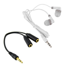 1 Pcs 3.5mm Speaker and Headphone Splitter & 1 Pcs 3.5mm In-Ear Stereo Earbuds Headphone Earphone Headset
