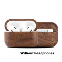 For AirPods Pro2 Wooden Case Retro Solid Wood Cover with Pre-Installed Lanyard Hole Anti-Slip Protective Earphone Case