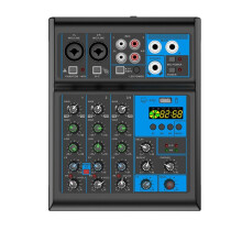 Soundcard Mixing Console Mixer Professional Audio 4 Channel Sound Mixer for Live Streaming DJ Audio Equipment