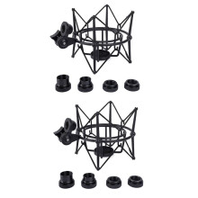 2X Microphone Shock Mount Adjustable Mount Recording Mic Stand Metal Bracket Pod Microphone Stand (Black)