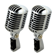2X Profesional Cableado Microfono Clasico Vintage Buena Calidad Dinamica Bobina Movil de Lujo Metal Vocal Viejo Estilo Ktv Mic