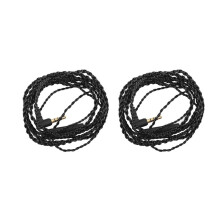 2X Earphone Audio Cable Repair 3.5mm TRS Jack DIY Elbow Headphone 4 Copper Core Wire with Mic Volume Control(Black)