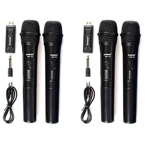 2X Zansong Uhf USB 3.5mm MicróFono Inalámbrico MicróFono de Mano Megáfono con Receptor