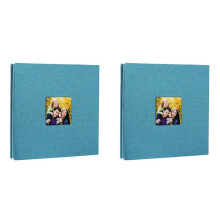 2X Foto Album Selbstklebendes Sammel Album für Hochzeit/Familie/Liebhaber Leinen Abdeckung DIY Geschenk für Valentinstag Mütter Blau