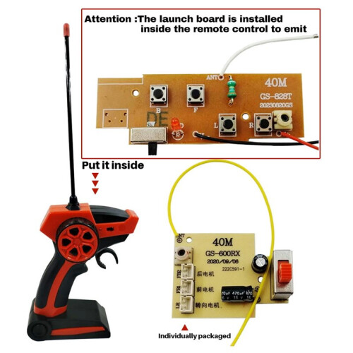 2.4G 4CH Remote Control Transmitter and Receiver Module Accessories Replacement for RC Remote Control Car Red 2