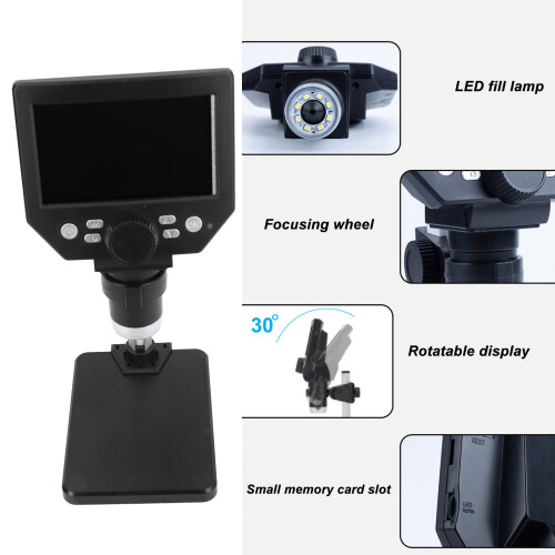 Digital Microscope 4.3in LCD 10MP with 8 LED, 1-1000x Magnification 2