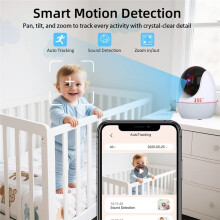Videobabymonitor med 4,3-Tums Skärm, Nattseende, PTZ, Automatisk Spårning, WiFi-Kontroll för Övervakning Av Husdjur och Barn
