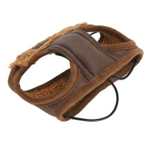 Warm Dog Aviation Hat, 48cm PU Leather & Cashmere, Adjustable