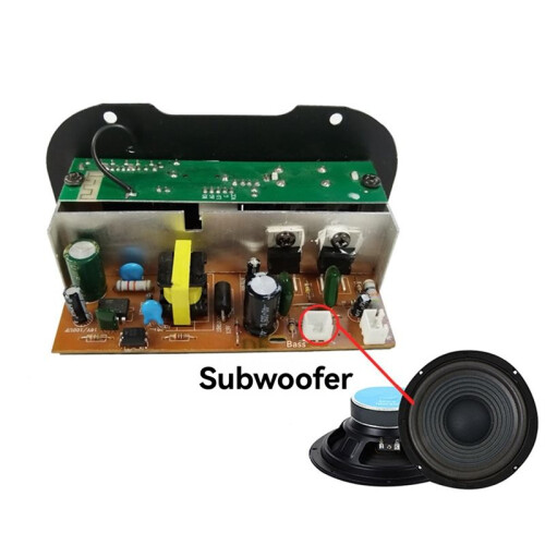 Placa Amplificadora T-5 220V Mono para Subwoofer com Suporte para TF, USB e FM para Amplificadores de Graves de 5 A 10 Polegadas com Plugue Europeu 2