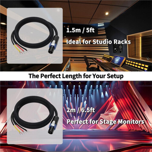 Professional 3-Spade Speaker Cable OFC Silver Plated Wire for PA Systems, Subwoofer, Guitar Amp, and Studio Connection 2