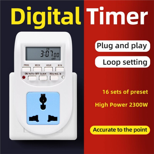 AC220V Timer Socket LCD Timing Controller 7 Day Weekly Programmable Timer  for Lamp Water Heater EU Plug 1