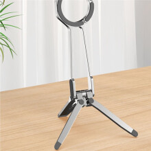 Portable Magnetic Phone Tripod Stand Pocket Selfie Stick Phone Holder with Carabiner 360 Rotating Stand Silver