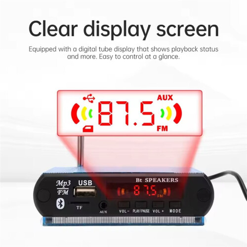 DC12V MP3 Decoder Board MP3 Player Wireless  Car Audio Decoder with Recording Function Support FM/MMC,Otc White 1