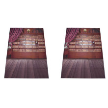 2X Vintage Library Books Wooden Floor Photography Backdrops Photo Props Studio Background 5X7Ft