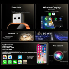 Wireless Carplay 2in1 Android AUTO Adapter AI Box WiFi & Voice Control Wired CarPlay to Wireless Carplay