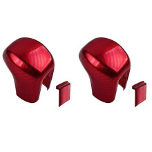 2X Gear Shifting Knob Cover ABS Red Carbon Fiber Change Lever Trim for Sedan 2020 2019 2018 2017 2016