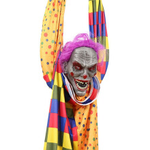 Clown Effrayant Parlant et Secouant Animé à Suspendre de 5,6 Pieds avec ChaîNe, Activé au Toucher pour DéCor D'Halloween