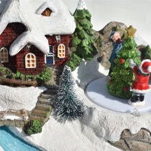 Christmas Glowing Christmas Houses Village Christmas Decorations Snow House with LED Lights for Home Decor B