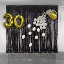10-Pack Black Metallic Foil Curtains 2M Rain Screen Curtain Halloween Background Wall Birthday Decoration