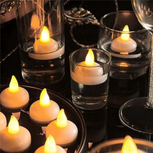 48 Flameless Water Candles, Floating Water Electronic Candles, Wedding Party Pool Dinner Candles (Yellow Light)