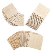 50 Pieces Unfinished Square Wood Slices Blank 4 x 4 In,for Coasters, Pyrography,Painting,Writing,Photo Props Decorations