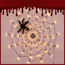DéCorations D'Halloween LumièRes LED DéCoration de Toile D'AraignéE LumièRes Murales en Maille TéLéCommande LumièRes D'Ambiance D'Halloween F