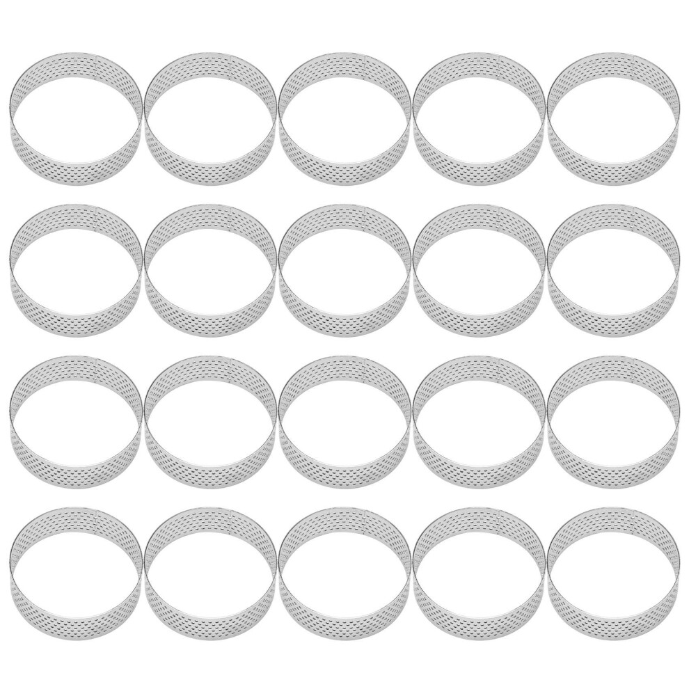 Typecat 20Pcs 6Cm Circular Tart Ring Dessert Stainless Steel Perforation Fruit Pie Quiche Cake Mousse Mold Kitchen Baking Mould