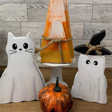 Cat Statue, Halloween Cat Decoration, Cat Tiered Tray Decoration, Cat Lover Display Collection Gift
