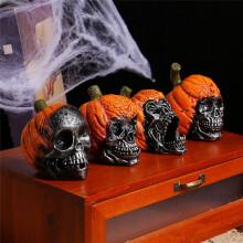 Enfeites de Resina de Caveira de Halloween, Sala Secreta de Férias, Chapéu de Abóbora de Terror, Decoração de Caveira, Artesanato de Layout
