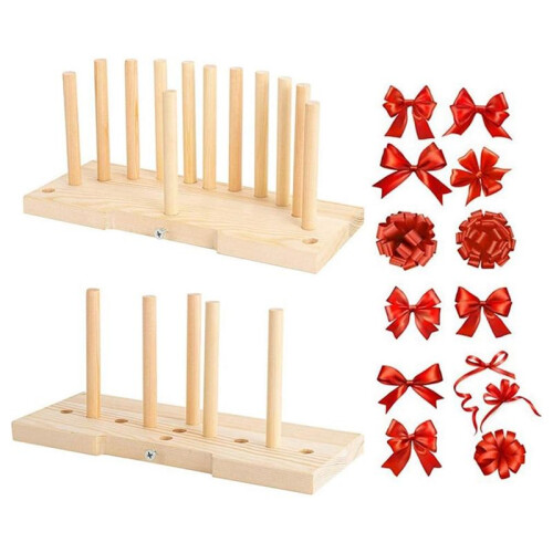Double Sided Bow Maker for Ribbon, Bow Maker Wooden Wreath Bow Maker Tool Durable Portable Bow Tie Machine