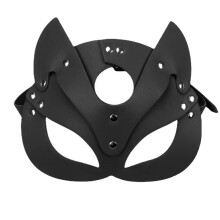 MáScara de Gatos para Mujer MáScara de Gatos de Media Cara MáScara de Orejas de Gato de Cuero Accesorio de Disfraz de Cosplay,Negro