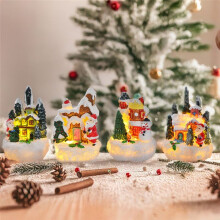 4PCS Christmas Gingerbread Cottage Ornaments Christmas Houses Lighted Xmas Village Houses Figurines