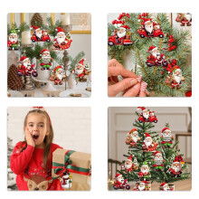18PCS Christmas Wooden Pendant Wooden Small Hanging Christmas Tree Hanging Oranment Handmade DIY Pendants A